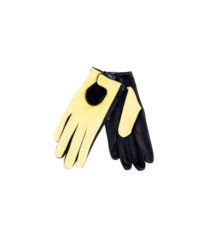 Dual-tone Leather Gloves Yellow and black for Women