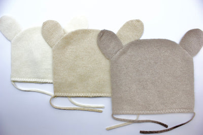 Cashmere baby bonnet with ears