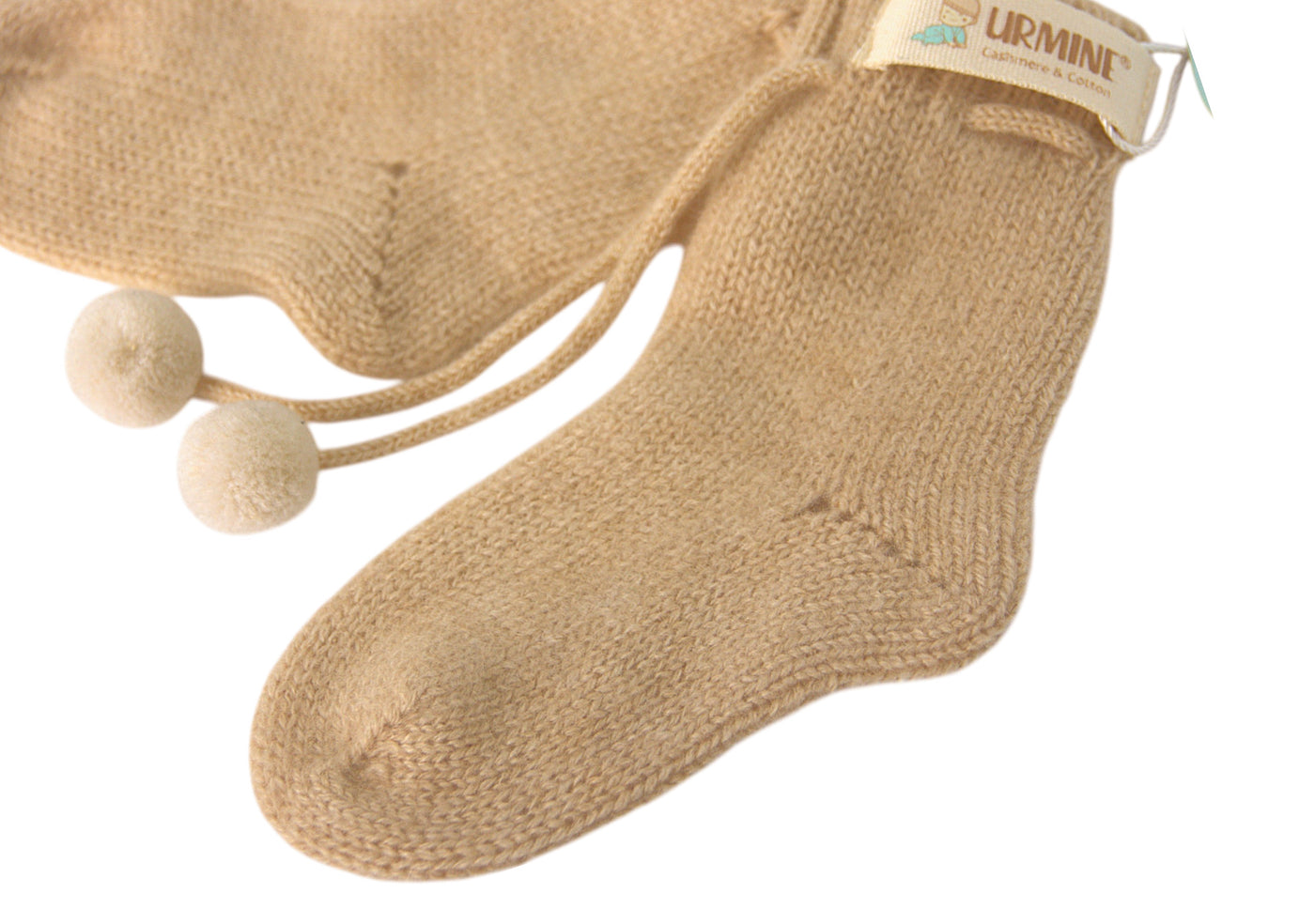 Cashmere socks with pom pom for babies