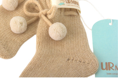 Cashmere socks with pom pom for babies