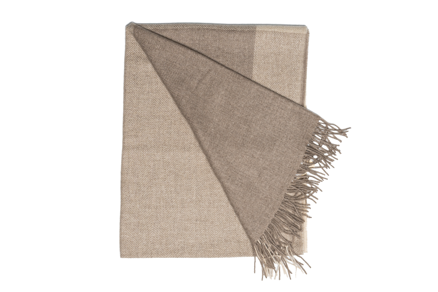 Woven cashmere plaid in beige taupe hue.