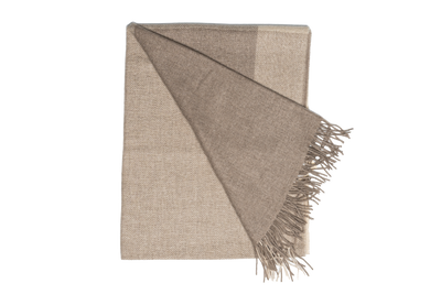 Woven cashmere plaid in beige taupe hue.