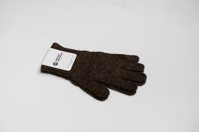 “Choco brown Mongolian wool blend gloves with ribbed cuffs, 100% sheep wool for natural warmth and breathable comfort”