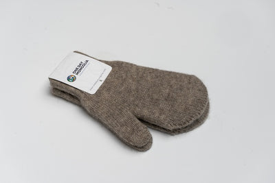 “Natural brown 100% Mongolian sheep wool mittens with soft knit texture, warm and breathable natural fiber gloves for adults”
