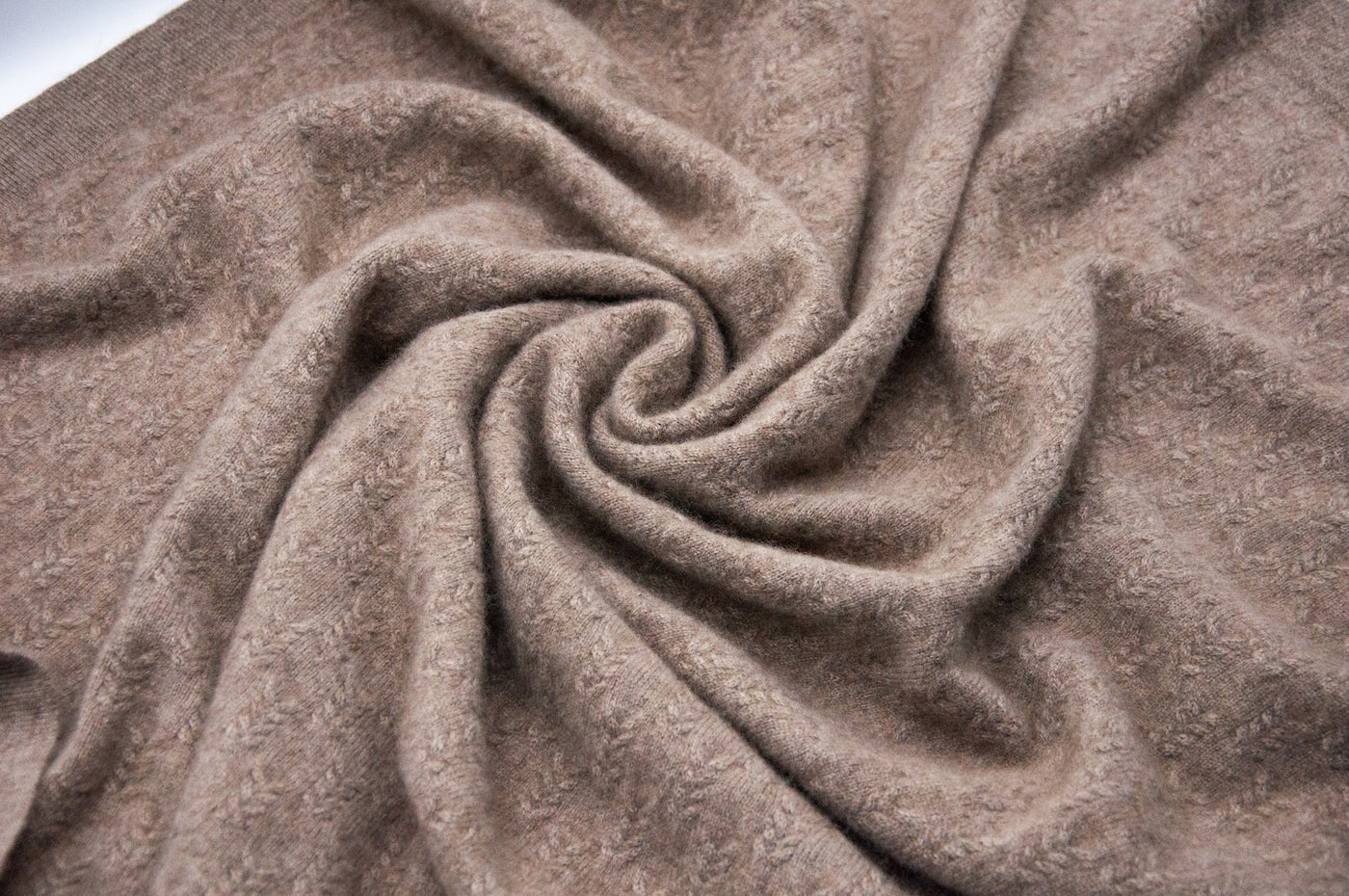 “Natural brown pure Mongolian cashmere baby blanket with delicate knit texture and soft finish, lightweight and naturally warm”