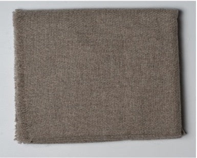 “Light brown 100% Mongolian sheep wool plaid with soft woven texture and fringed edges, warm and breathable natural blanket”