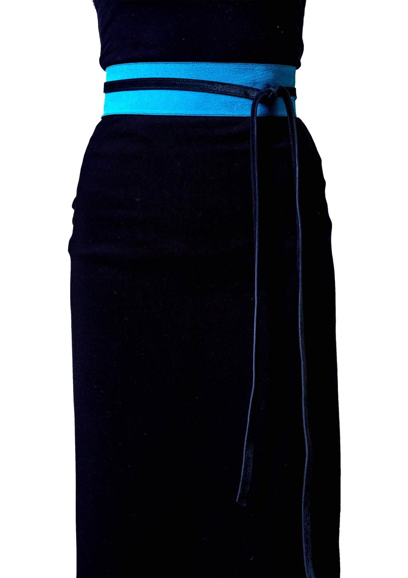 Reversible Obi Belt, Black and Blue